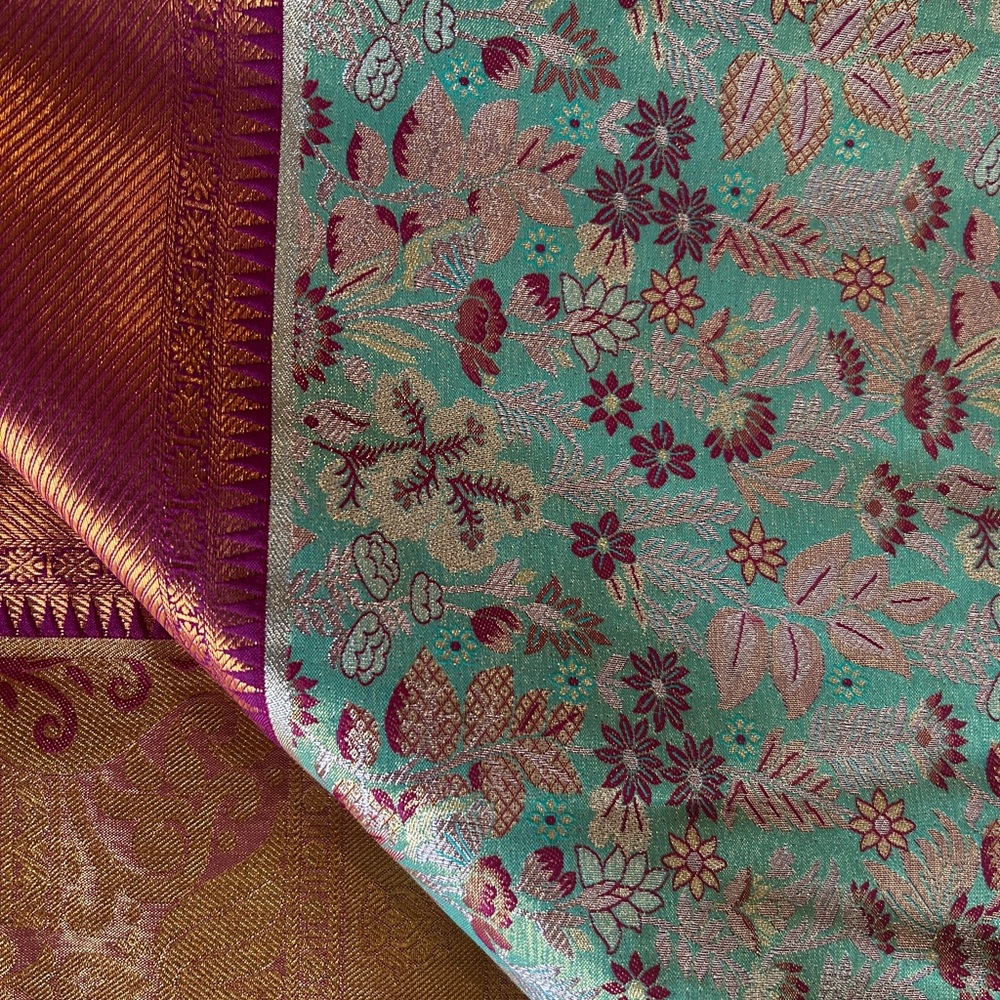 Vibrant Brocade Tissue Meenakari Saree Tissue with Blouse. Handmade! Exquisite!